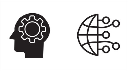 Artificial Intelligence & Machine Learning Icons — Monoline Series, eps 10, vector illustration