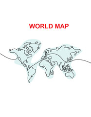 World map in one line art