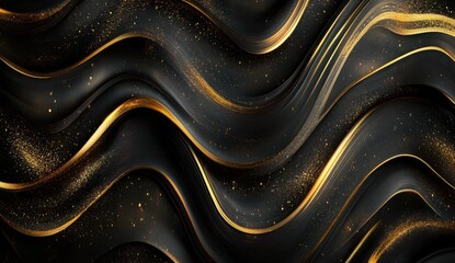 Abstract black and gold wavy design