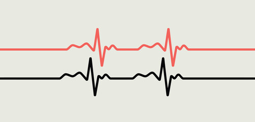 Two Different Heart Rate Lines on Gray Background
