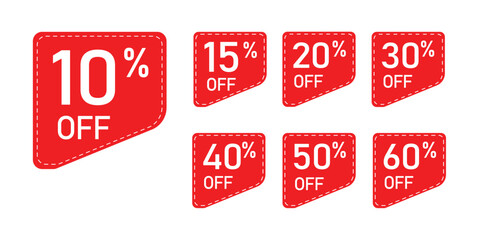 Set of Red vector Discount Tags with Percent Off Labels – Vector Sale Badges