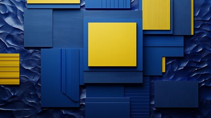Abstract geometric shapes in vibrant blue and yellow