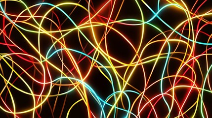 Abstract neon lines on black background (1)