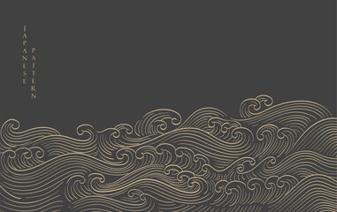Japanese background with line ocean sea pattern vector. Abstract template with geometric wave pattern. Mountain layout design in oriental style