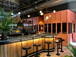 Trendy Pink Interior Bar Cafe Restaurant Design