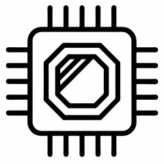 Microchip outline icon on white background