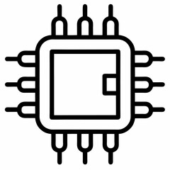 Microchip outline icon on white background