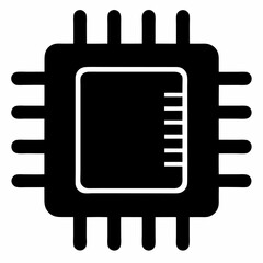 Microchip silhouette icon on white background
