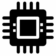 Microchip silhouette icon on white background