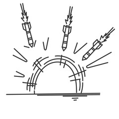 missile explosion impact  in doodle cartoon