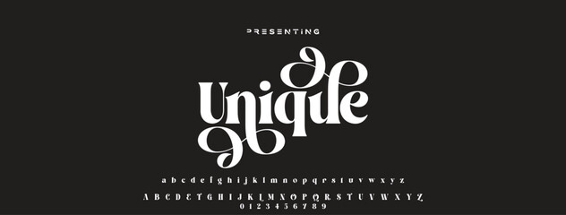 Luxury serif font in modern style. Elegant wedding alphabet letters font and number. Typography Luxury classic lettering serif fonts decorative vintage retro logo