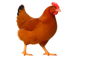 Fototapeta premium Full body of brown chicken hen standing isolated transparent