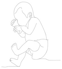  baby sleeping.single line drawing of baby sleeping