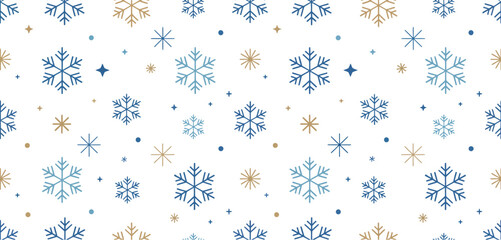 Winter Snowflake Seamless Pattern on White Background