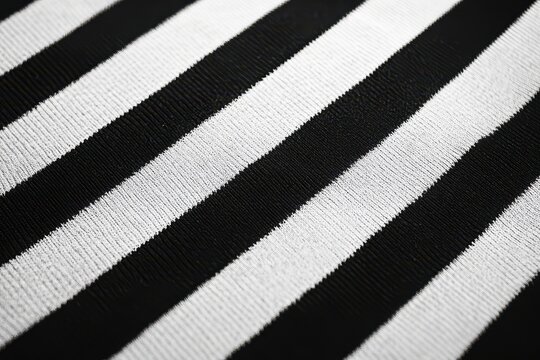 Monochrome Diagonal Stripes on Fabric: A Close-Up of Parallel Lines in Black and White Textiles
