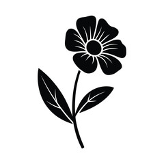 Simple Black Silhouette of a Single Flower