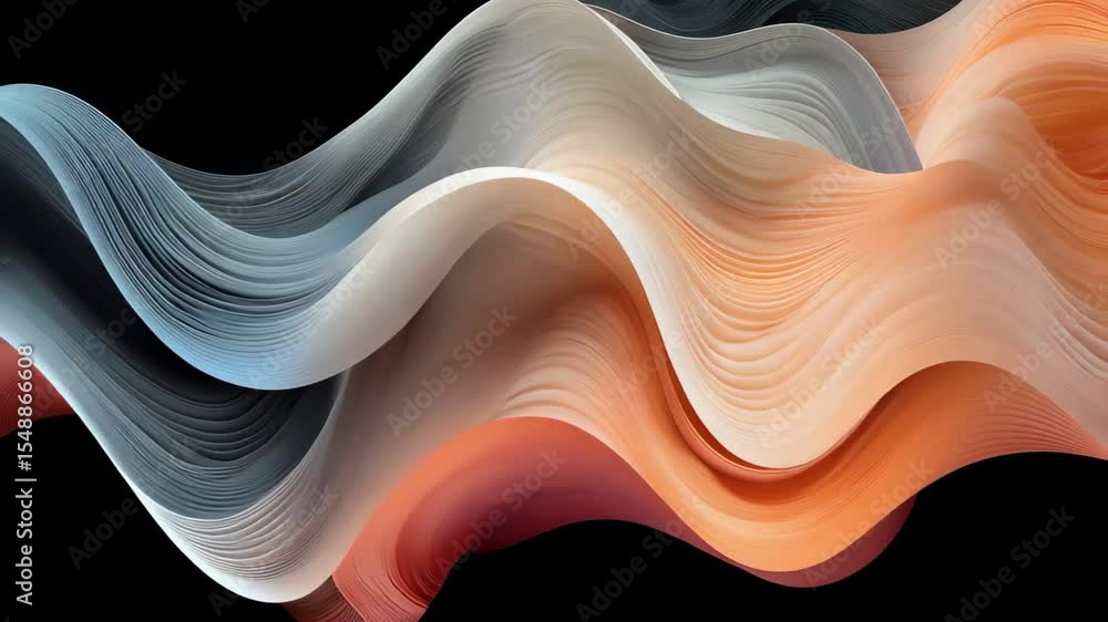 Poster soft undulating waves of color gracefully flow over a jetblack background, creating a striking visua