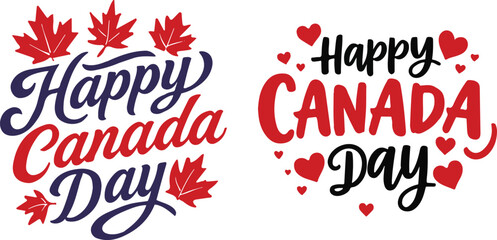 Canadian Holiday Vector Pack – Bold and Cursive Canada Day Text