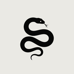 Black Snake Silhouette Minimalist Design Graphic Art Simple Reptile Shape on White Background image