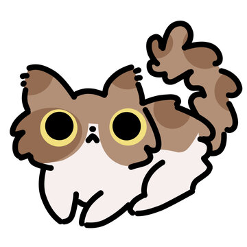 Naklejki Cute fluffy cat cartoon illustration art 