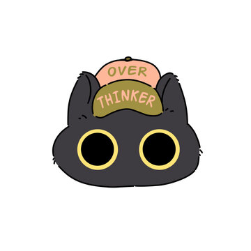 Naklejki Cute black cat cartoon with funny quote 