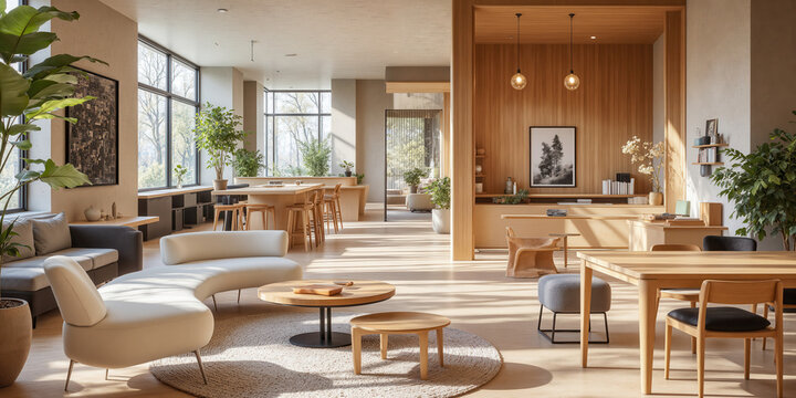 Neurodiverse Workspace Design Inclusive environment visualization showing varied cognitive accommodation, equitable opportunity abstract, talent diversity in supportive architecture