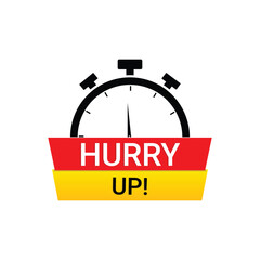 vector clock red and yellow Hurry Up Icon For Promotion
