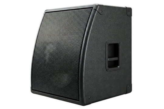 Powerful audio speaker built isolated on a transparent background