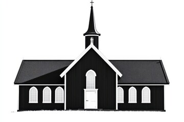 Monochrome Elegance: Budir Church in Iceland, Isolated in a Stark White Landscape