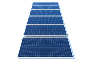 Array of solar panels isolated on a transparent background