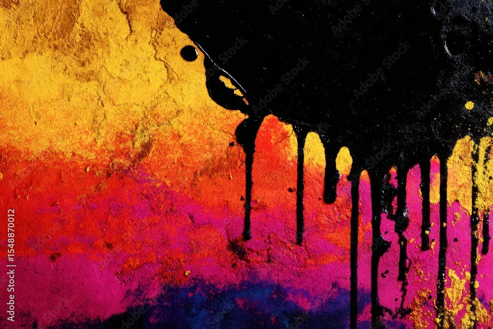 Poster a colorful painting with a black line running through it