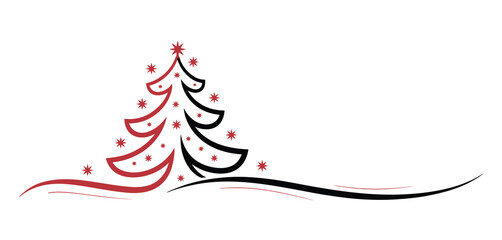 Stylish Christmas Tree Design with Red and Black Lines