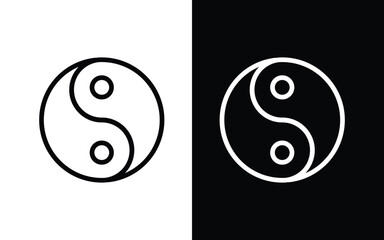 Yin Yang Taoism Chinese Religion Symbol icons black and white vector. Celestial Yin Yang Icon