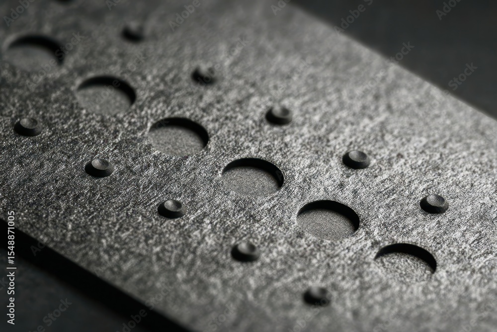 Poster a close up of a black object with many small holes