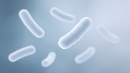 Close-up of abstract blurry bacterial cells in blue tones