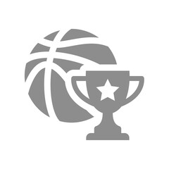 Basketball tournament and championship vector icon. Basketball ball with winner cup award, champion sign.