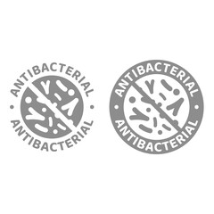 Hand sanitizer, soap or gel solution gel or dispenser. Antibacterial product vector label icon.