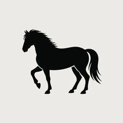 Obraz premium Black Silhouette of a Horse Standing Side Profile Elegant Equine Image Equestrian Animal Graphic Design Element