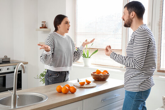 Young couple quarreling in kitchen
