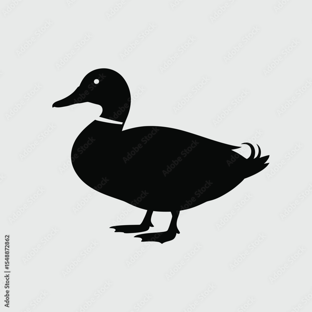 Aufkleber black silhouette of a duck on a light gray background simple minimalist bird shape design element im
