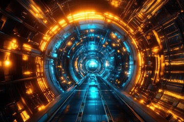 Futuristic tunnel with vibrant light
