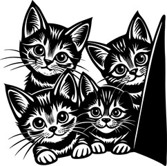 cats on white background