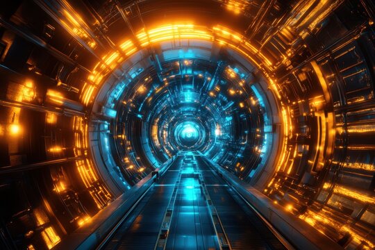 Futuristic tunnel with vibrant light