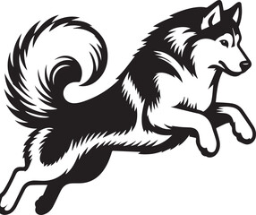 Obraz premium Siberian Husky Dog Vector Illustration in Black and White 