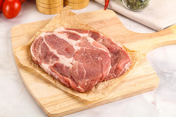 Raw pork neck steak sirloin
