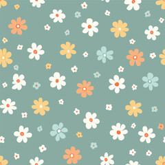 Pattern Flowers Hand Draw Vector