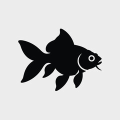 Fototapeta premium Black Goldfish Silhouette Aquatic Animal Icon Simple Flat Design Vector Graphic image