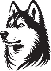 Siberian Husky Dog Vector Illustration in Black and White  © Sarmad