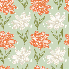 Pattern Flowers Hand Draw Vector
