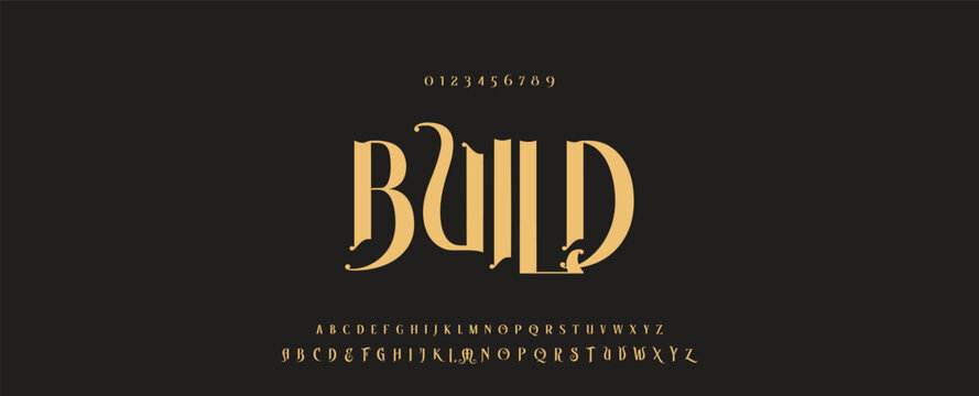 Elegant alphabet letters font logo classic minimal fashion designs. Typography modern sans fonts and number for logo brand. vector illustration